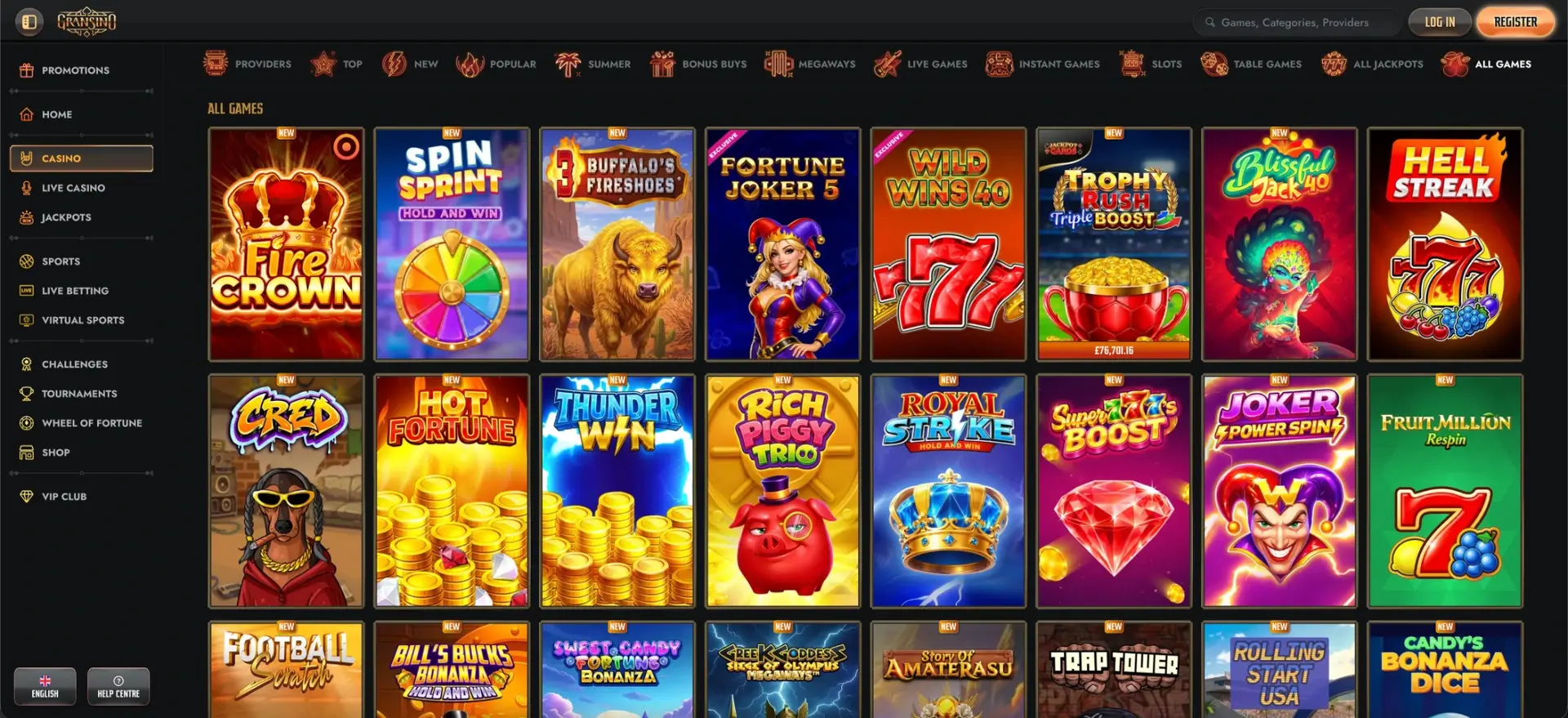 Gransino Casino slots overzicht
