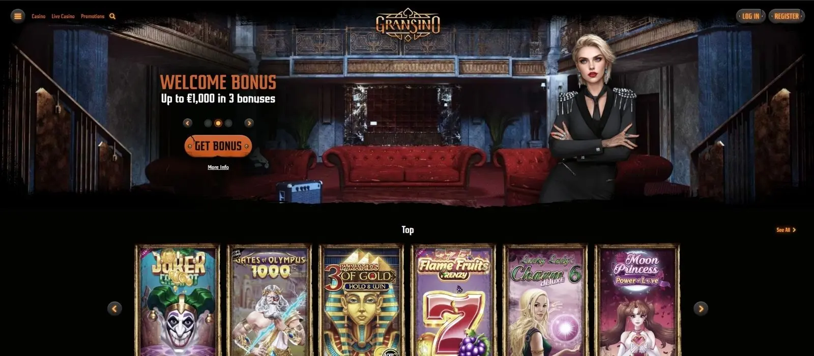 Gransino Live Casino sectie